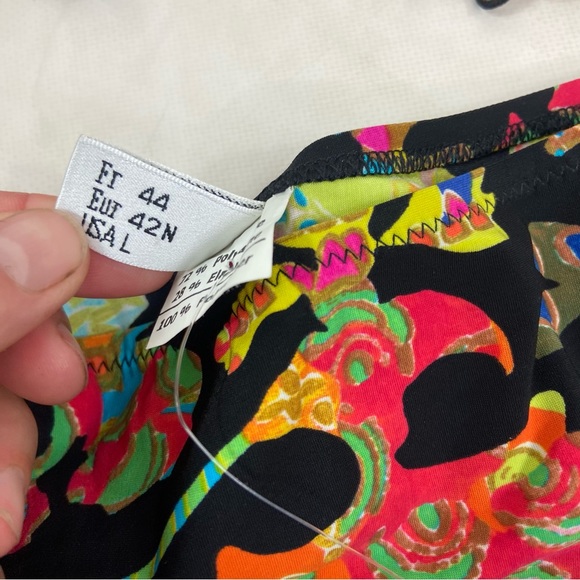 Pain De Sucre black abstract colorful ruffle bikini set. L/36B - Picture 5 of 8